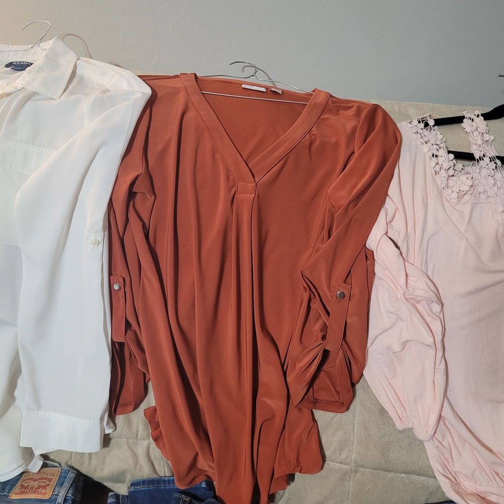 Kim Rogers Terracotta V-Neck Blouse